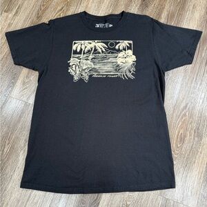 Newport Blue Cotton Black T-shirt Paradise Found Surf Skater Y2K sz:M